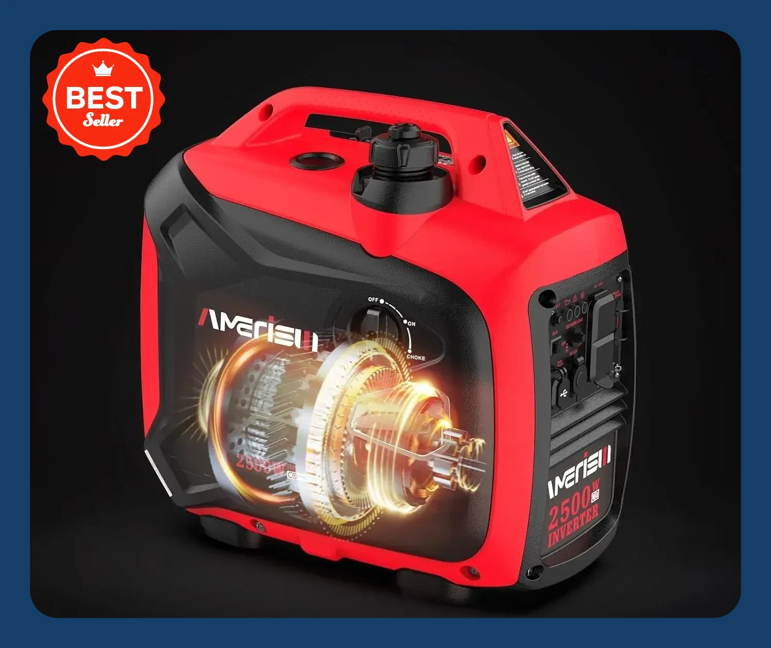 2500W Portable Inverter Generator With CO Sensor and Quiet Technology, Small for Camping, EPA Compliant
2500W Portable Inverter Generator With CO Sensor and Quiet Technology, Small for Camping, EPA Compliant