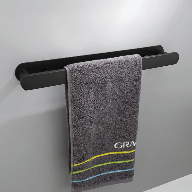 Вешалка для полотенец из нержавеющей стали, черная матовая Однослойная вешалка для полотенец в ванную комнату 
Вешалка для полотенец из нержавеющей стали, черная матовая Однослойная вешалка для полотенец в ванную комнату