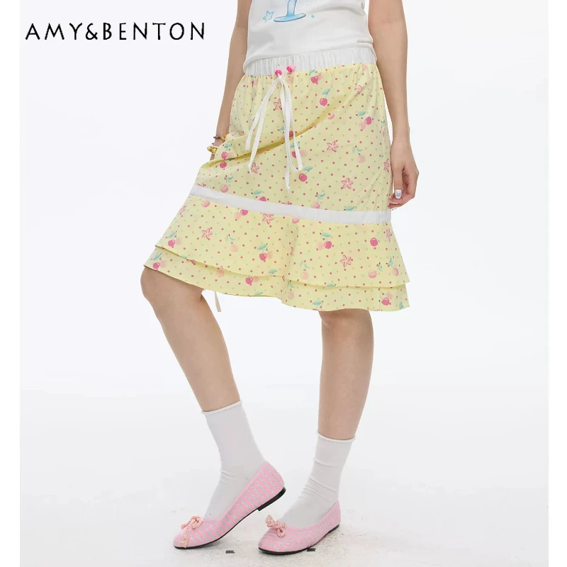 2026 Summer Yellow Women's Tube Top Dress Japanese Design Sweet Cool Fruit Print Y2k Lace Splicing Skirts Two-way Wear Ladies
2026 Summer Yellow Women's Tube Top Dress Japanese Design Sweet Cool Fruit Print Y2k Lace Splicing Skirts Two-way Wear Ladies