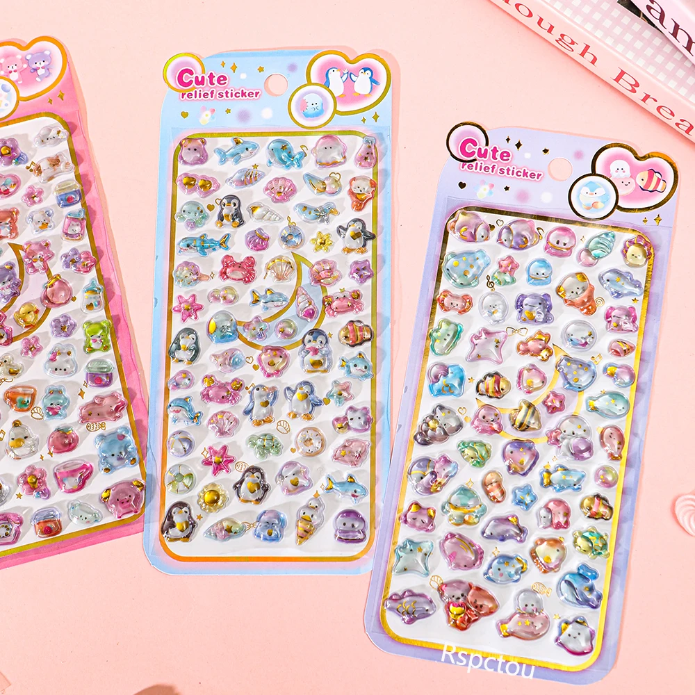 4pcs Kawaii Animal Anime 3D Relief Crystal Stickers Cute Cartoon Ghost Rabbit Penguin Aesthetic Decals Diary Phone Sticker Toys
4pcs Kawaii Animal Anime 3D Relief Crystal Stickers Cute Cartoon Ghost Rabbit Penguin Aesthetic Decals Diary Phone Sticker Toys