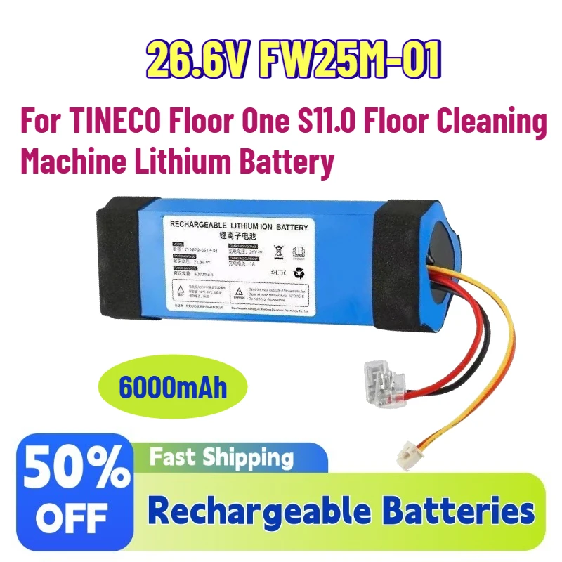 In Stock 4.0Ah-6.0Ah 26.6V FW25M-01 Rechargeable Batteries for TINECO Floor One S11.0 Floor Cleaning Machine Lithium Battery
In Stock 4.0Ah-6.0Ah 26.6V FW25M-01 Rechargeable Batteries for TINECO Floor One S11.0 Floor Cleaning Machine Lithium Battery