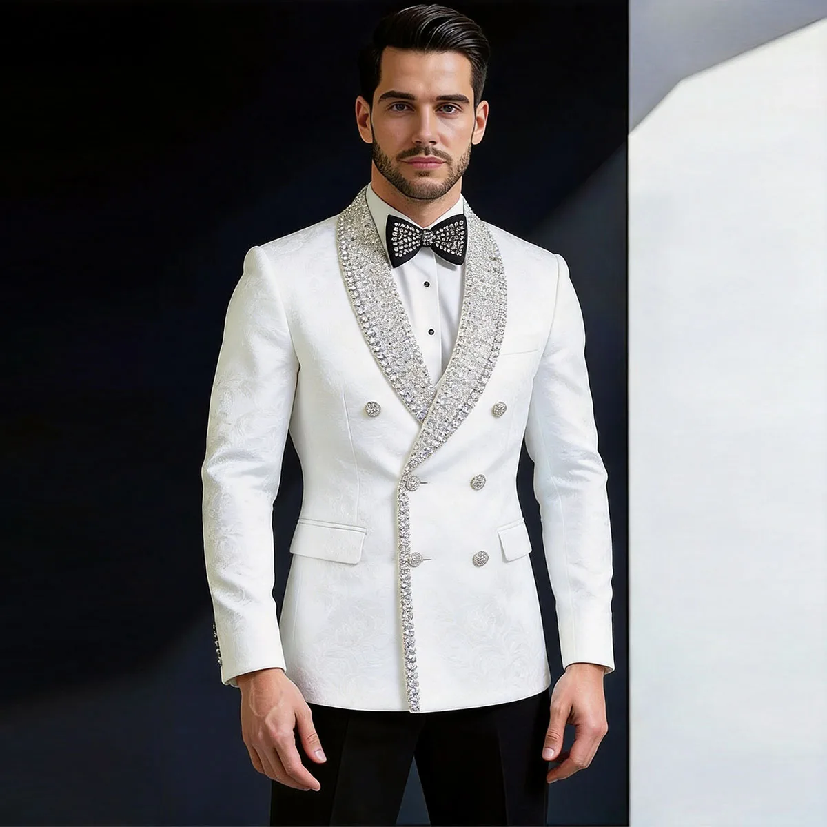 High Quality Beaded Diamond Tuxedo Men Suits 2 Piece Formal Wedding Groom Male Prom Blazers Peaked Lapel Party Homme Customized
High Quality Beaded Diamond Tuxedo Men Suits 2 Piece Formal Wedding Groom Male Prom Blazers Peaked Lapel Party Homme Customized