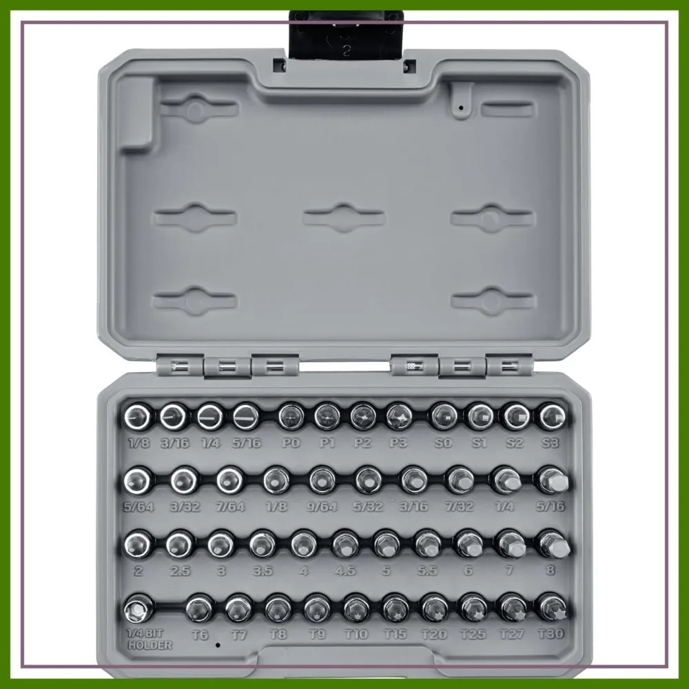 44-Piece 1/4 Inch Drive Bit Socket Set with Case - Hex, Torx, Phillips, Slotted, Square
44-Piece 1/4 Inch Drive Bit Socket Set with Case - Hex, Torx, Phillips, Slotted, Square