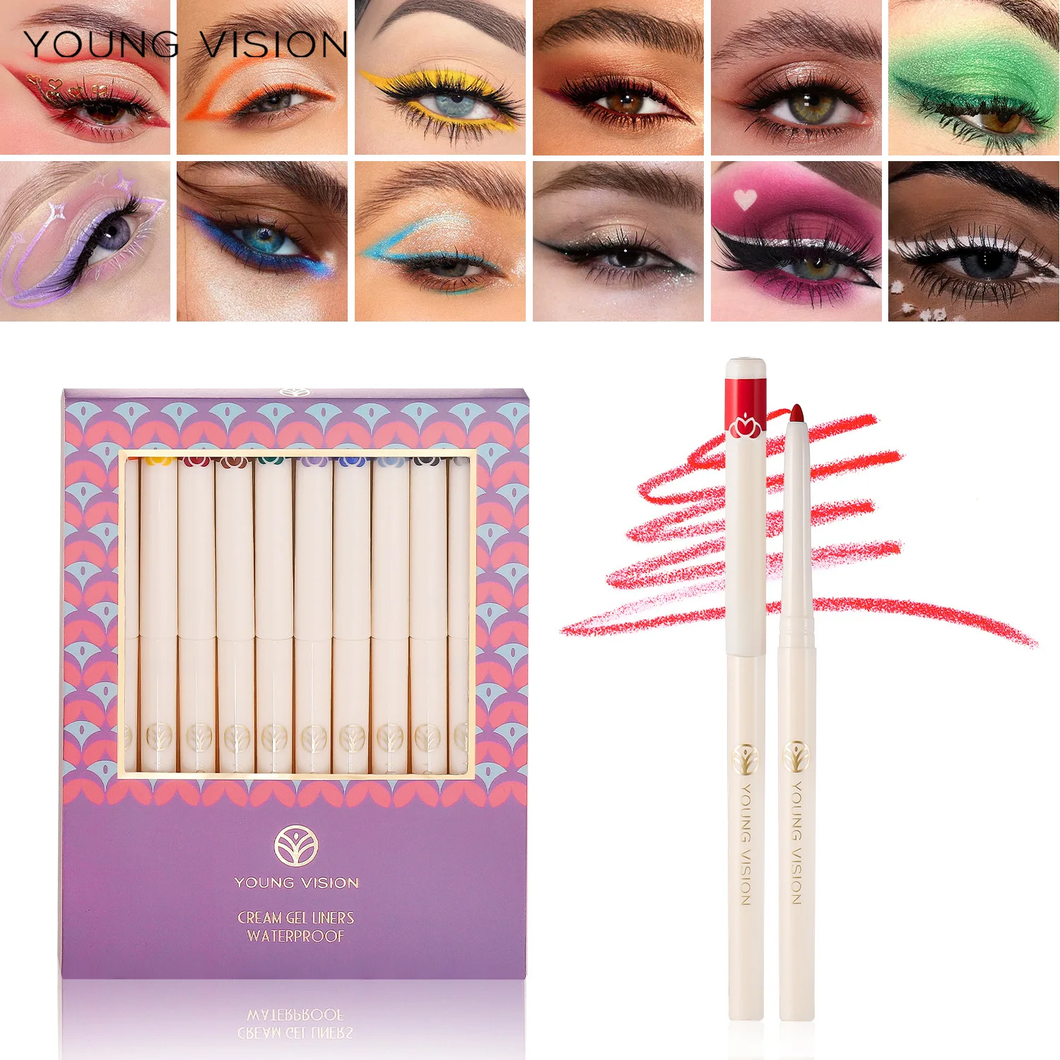 YOUNG VISION 12 Colors Eyeliner Set Quick-drying Anti-sweat Eyeliner Glue Pen Eye Shadow Pen
YOUNG VISION 12 Colors Eyeliner Set Quick-drying Anti-sweat Eyeliner Glue Pen Eye Shadow Pen
