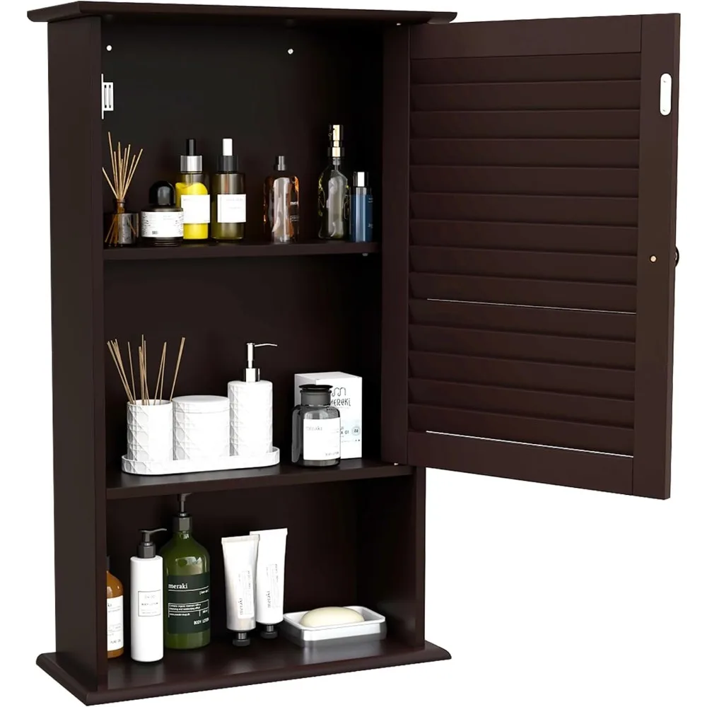 Bathroom Wall Cabinet with Single Louver Door & Height Adjustable Shelf, Wood Wall Mounted Medicine Cabinet
Bathroom Wall Cabinet with Single Louver Door & Height Adjustable Shelf, Wood Wall Mounted Medicine Cabinet