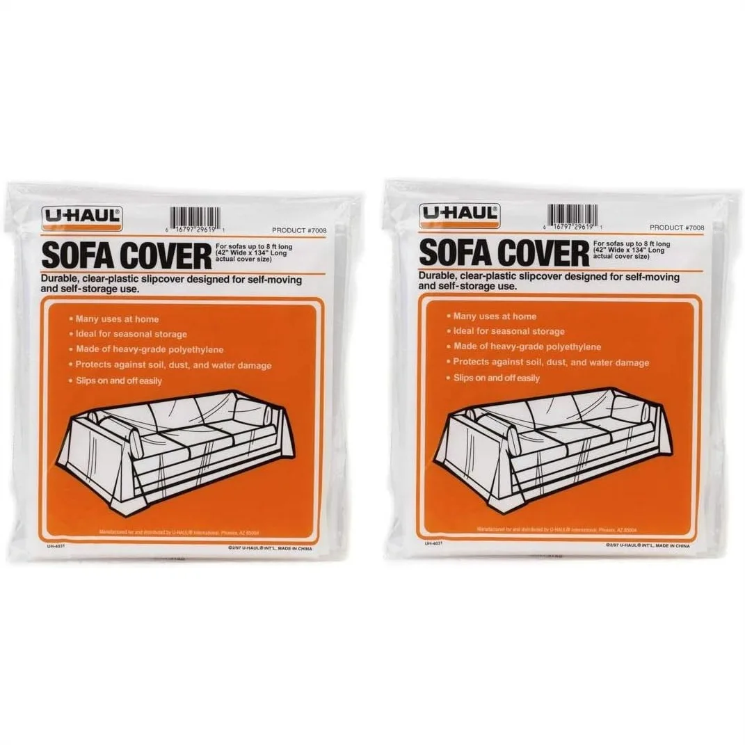 Plastic Sofa Covers for Moving and Storage - 2 Pack, 134" x 42", Protect Couches Up to 8' Long
Plastic Sofa Covers for Moving and Storage - 2 Pack, 134" x 42", Protect Couches Up to 8' Long