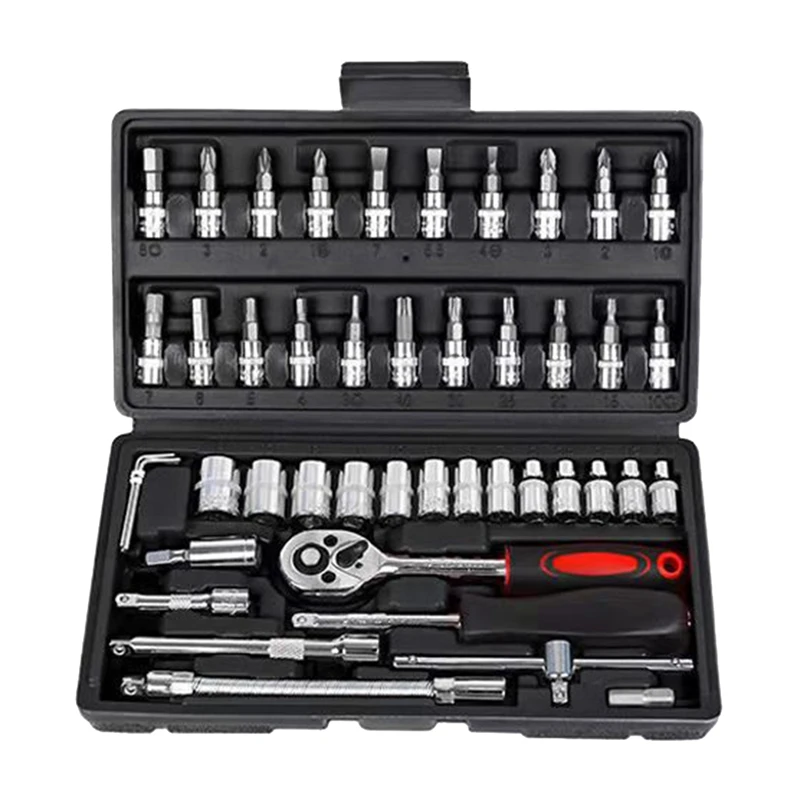 46 Piece Auto Repair Tool Set Sleeve Tool With Ratchet Tool Set Auto Repair Tools Black
46 Piece Auto Repair Tool Set Sleeve Tool With Ratchet Tool Set Auto Repair Tools Black