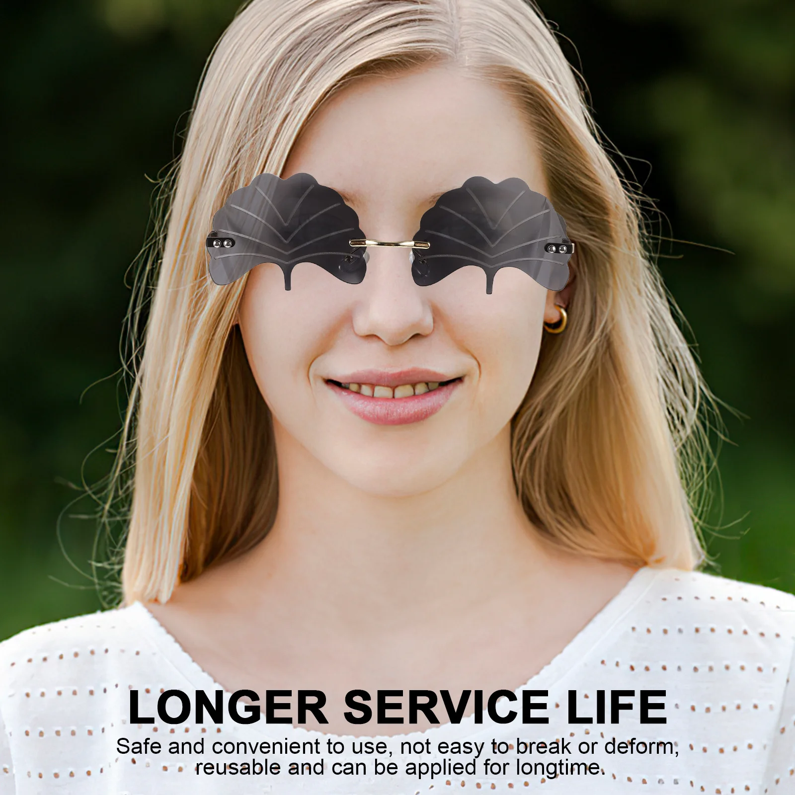 Ginkgo Leaf Shaped Sun Glasses Rimless Frameless Stylish Party Sunglasses Photo Prop Fashion Glasses Party Eyeglasses 
Ginkgo Leaf Shaped Sun Glasses Rimless Frameless Stylish Party Sunglasses Photo Prop Fashion Glasses Party Eyeglasses