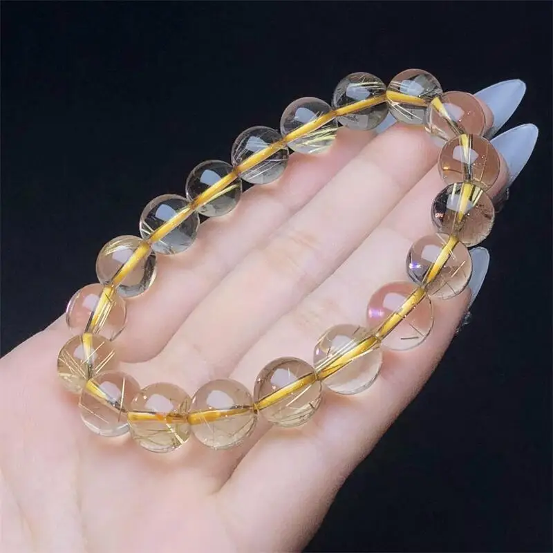 9MM Natural Gold Rutilated Quartz Bracelet For Women Men Love Gift Crystal Beads Strands Jewelry Gift 1PCS
9MM Natural Gold Rutilated Quartz Bracelet For Women Men Love Gift Crystal Beads Strands Jewelry Gift 1PCS