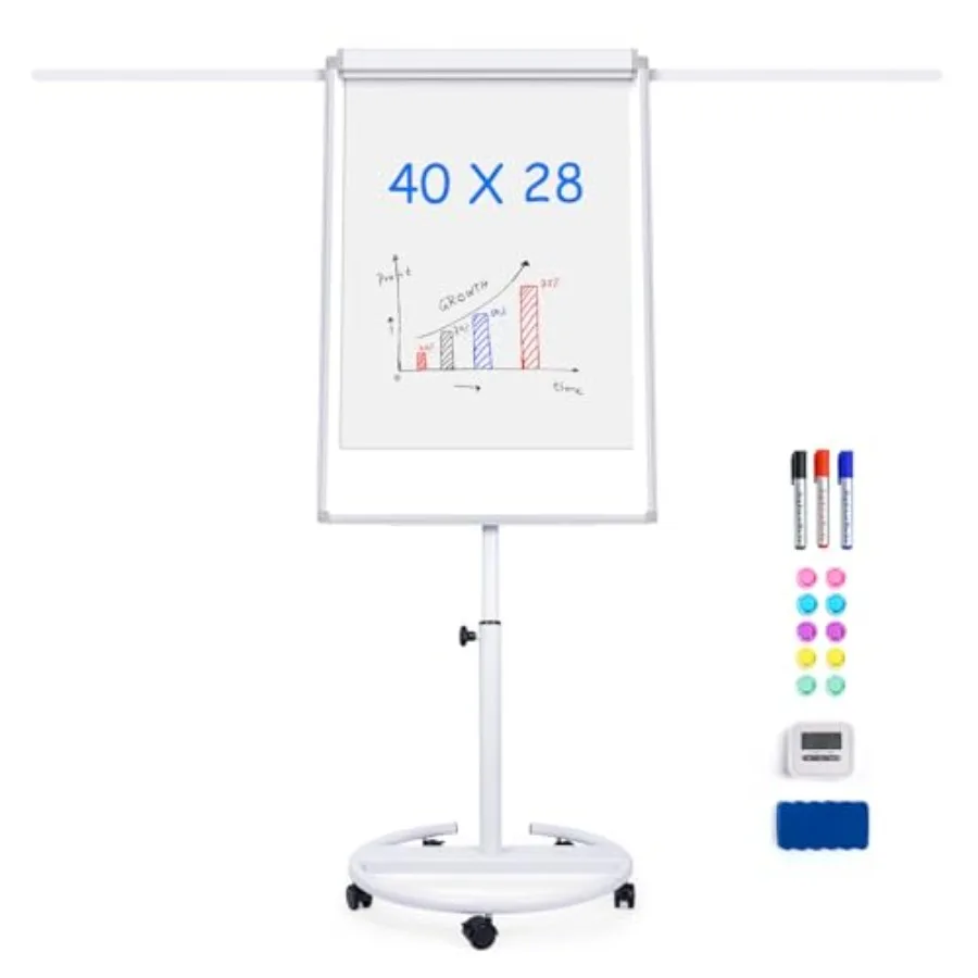 Mobile board 40 x 28 Inch, Magnetic Dry-Erase Flipchart Easel Stand with Height Adjustment, 2 Extendable Side Arms and 25-Sheet
Mobile board 40 x 28 Inch, Magnetic Dry-Erase Flipchart Easel Stand with Height Adjustment, 2 Extendable Side Arms and 25-Sheet