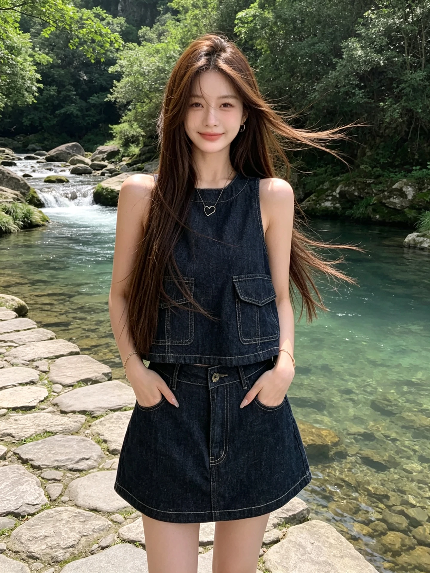 American Style Hot Girl Workwear Denim Set Summer High Waist Short Skirt Slimming Two Piece Set Hanging Neck Sleeveless Top
American Style Hot Girl Workwear Denim Set Summer High Waist Short Skirt Slimming Two Piece Set Hanging Neck Sleeveless Top