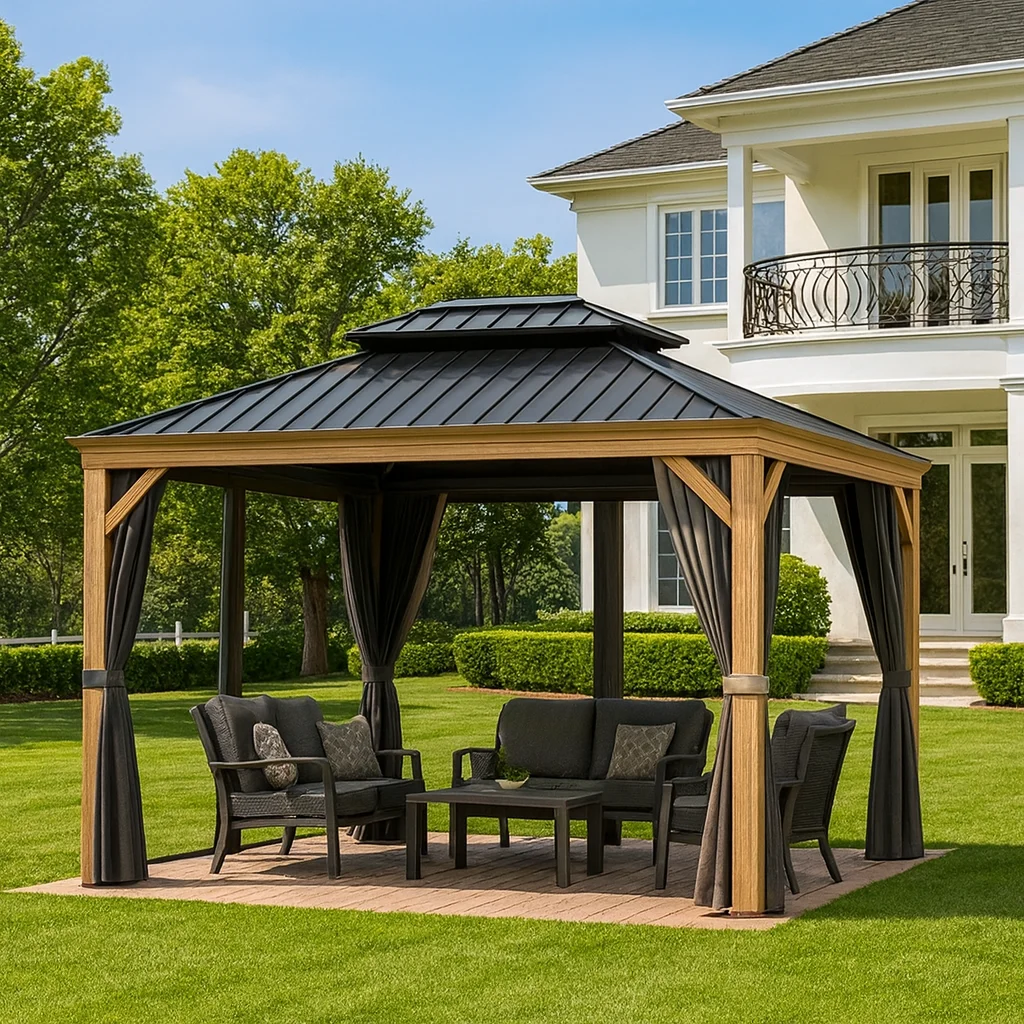 Newly Designed Multi-Size Aluminum Alloy Gazebo Heavy Duty Outdoor Barbecue Garden Hard Top Roof Gazebo
Newly Designed Multi-Size Aluminum Alloy Gazebo Heavy Duty Outdoor Barbecue Garden Hard Top Roof Gazebo