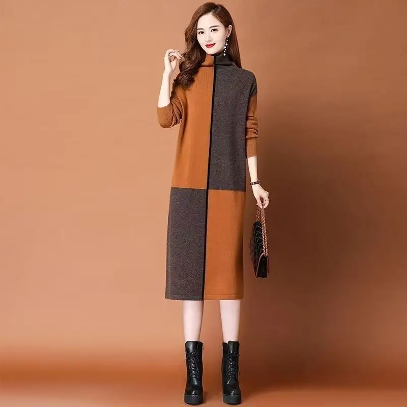 Turtleneck Warm Knitwear Jersey For Women Outerwear Long Dress Spring Autumn Fashion Mother Sweater Woolen Pullover Jumper
Turtleneck Warm Knitwear Jersey For Women Outerwear Long Dress Spring Autumn Fashion Mother Sweater Woolen Pullover Jumper