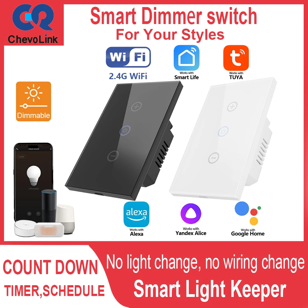 WiFi Smart Dimmer Switch Touch Light Switch Remote Control Compatible with Alexa Google Home Smart Life TUYA Yandex Alice
WiFi Smart Dimmer Switch Touch Light Switch Remote Control Compatible with Alexa Google Home Smart Life TUYA Yandex Alice