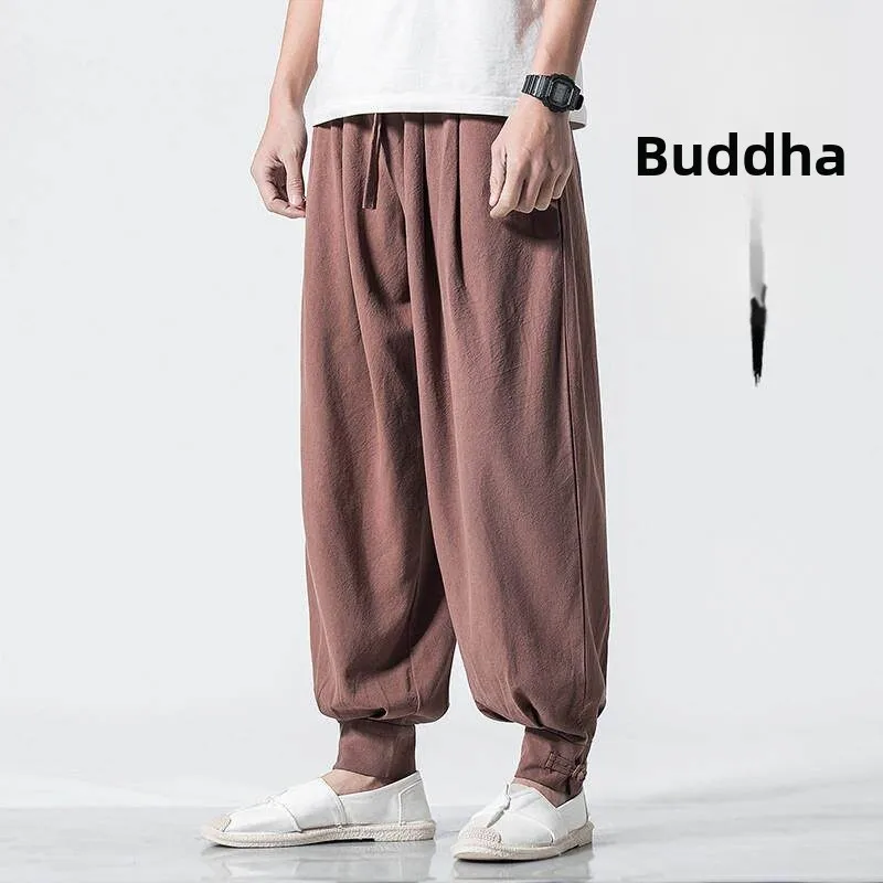 Summer Thin Breathable Cotton Linen Ice Silk Sweat Absorbent Loose No Tie Ankle Monk Pants Casual Long Trousers for Men
Summer Thin Breathable Cotton Linen Ice Silk Sweat Absorbent Loose No Tie Ankle Monk Pants Casual Long Trousers for Men