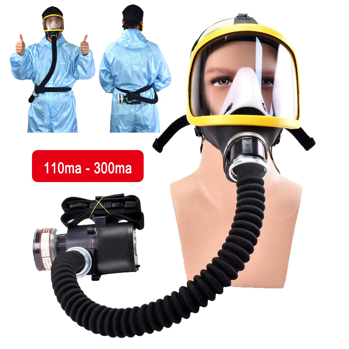 Electric Constant Air Flow Supplied Fed Full Face Gas Mask Respirator System XLSF-A1 110V-220V Chemical Industrial Painting Spraying Air Supply Respirator
Electric Constant Air Flow Supplied Fed Full Face Gas Mask Respirator System XLSF-A1 110V-220V Chemical Industrial Painting Spraying Air Supply Respirator