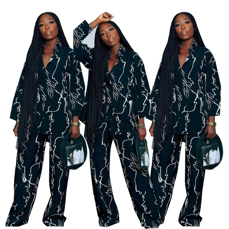 American European 2025 New Fashion Women's Black Printed Casual Trendy Loose 2 Piece Sets Long Sleeve Shirts Wide Leg Trousers
American European 2025 New Fashion Women's Black Printed Casual Trendy Loose 2 Piece Sets Long Sleeve Shirts Wide Leg Trousers