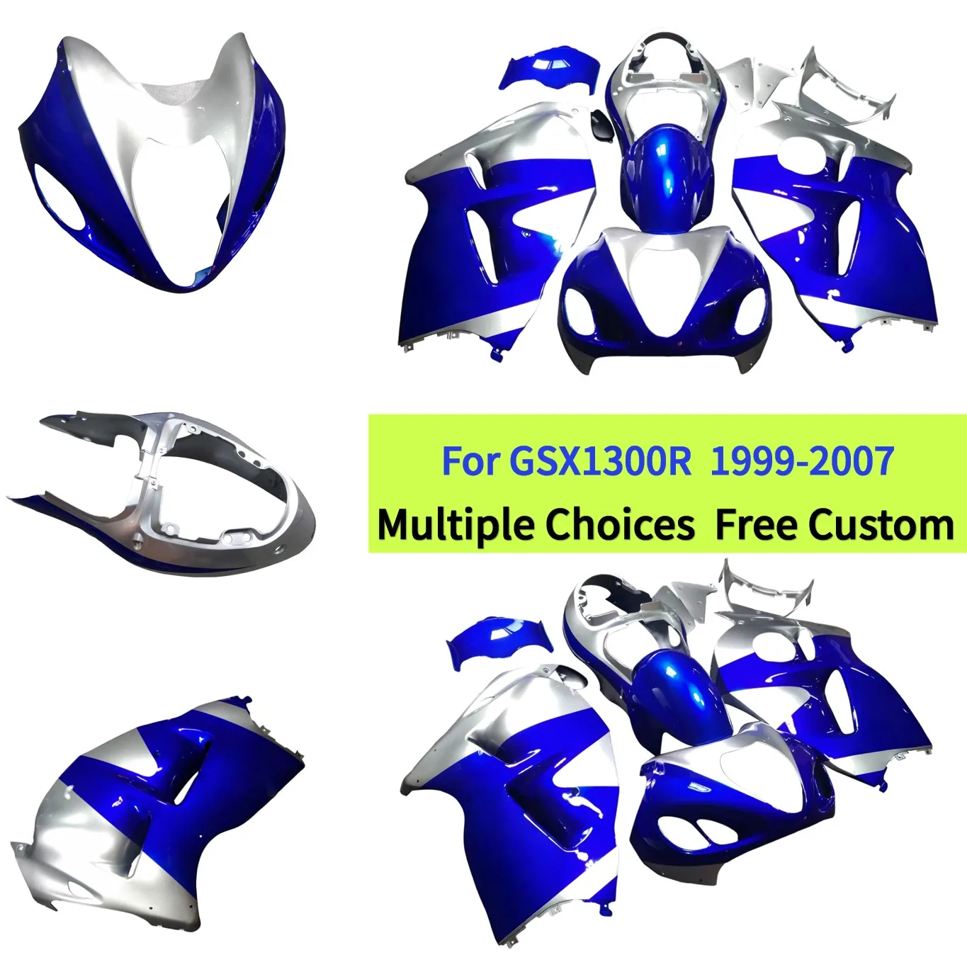 Free Customization Fairings For Suzuki GSX-R1300 Hayabusa 99-07 2003 2004 Motorcycle Panels Full Set Blue Silver
Free Customization Fairings For Suzuki GSX-R1300 Hayabusa 99-07 2003 2004 Motorcycle Panels Full Set Blue Silver