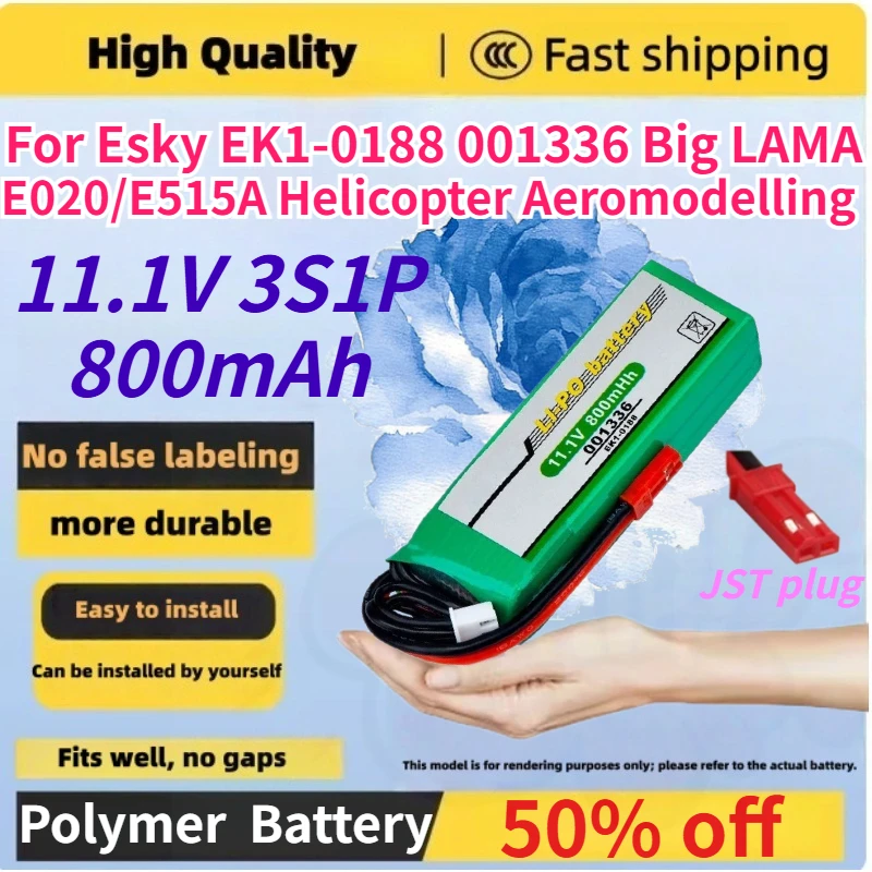 Lithium Polymer Battery 11.1V 3S1P 800mAh for Esky EK1-0188 001336 Big LAMA E020/E515A Helicopter Aeromodelling Battery
Lithium Polymer Battery 11.1V 3S1P 800mAh for Esky EK1-0188 001336 Big LAMA E020/E515A Helicopter Aeromodelling Battery