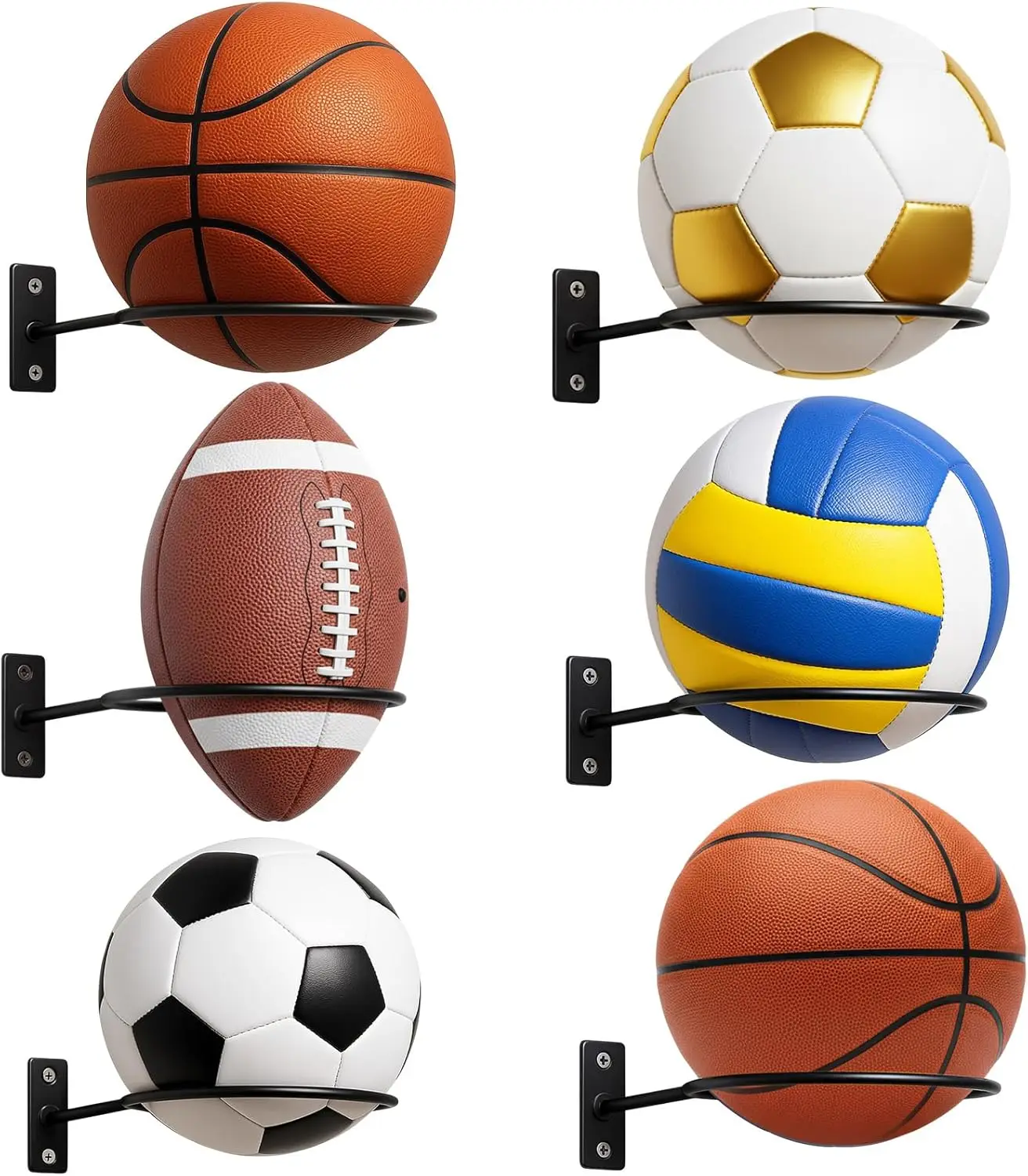 Wall Mount Basketball Holder for Sports Ball Storage, Metal Black Display Rack for Room Decor
Wall Mount Basketball Holder for Sports Ball Storage, Metal Black Display Rack for Room Decor