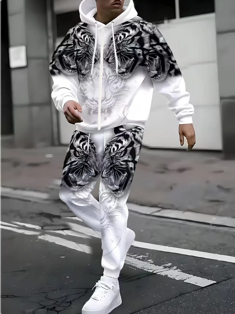 Men's Tiger Graphic Zip Up Hoodie Tracksuit Animal Print 2 Piece Casual Athletic Jogger Pants Set Gothic Streetwear Sweat Suit
Men's Tiger Graphic Zip Up Hoodie Tracksuit Animal Print 2 Piece Casual Athletic Jogger Pants Set Gothic Streetwear Sweat Suit