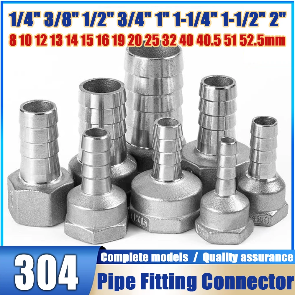 1/8" 1/4" 3/8" 1/2" 3/4" 1" -2" BSP Female 6 8 10 12 13 15 16-51 mm Hose Barb Pipe Fitting Connector Coupler 304 Stainless Steel
1/8" 1/4" 3/8" 1/2" 3/4" 1" -2" BSP Female 6 8 10 12 13 15 16-51 mm Hose Barb Pipe Fitting Connector Coupler 304 Stainless Steel
