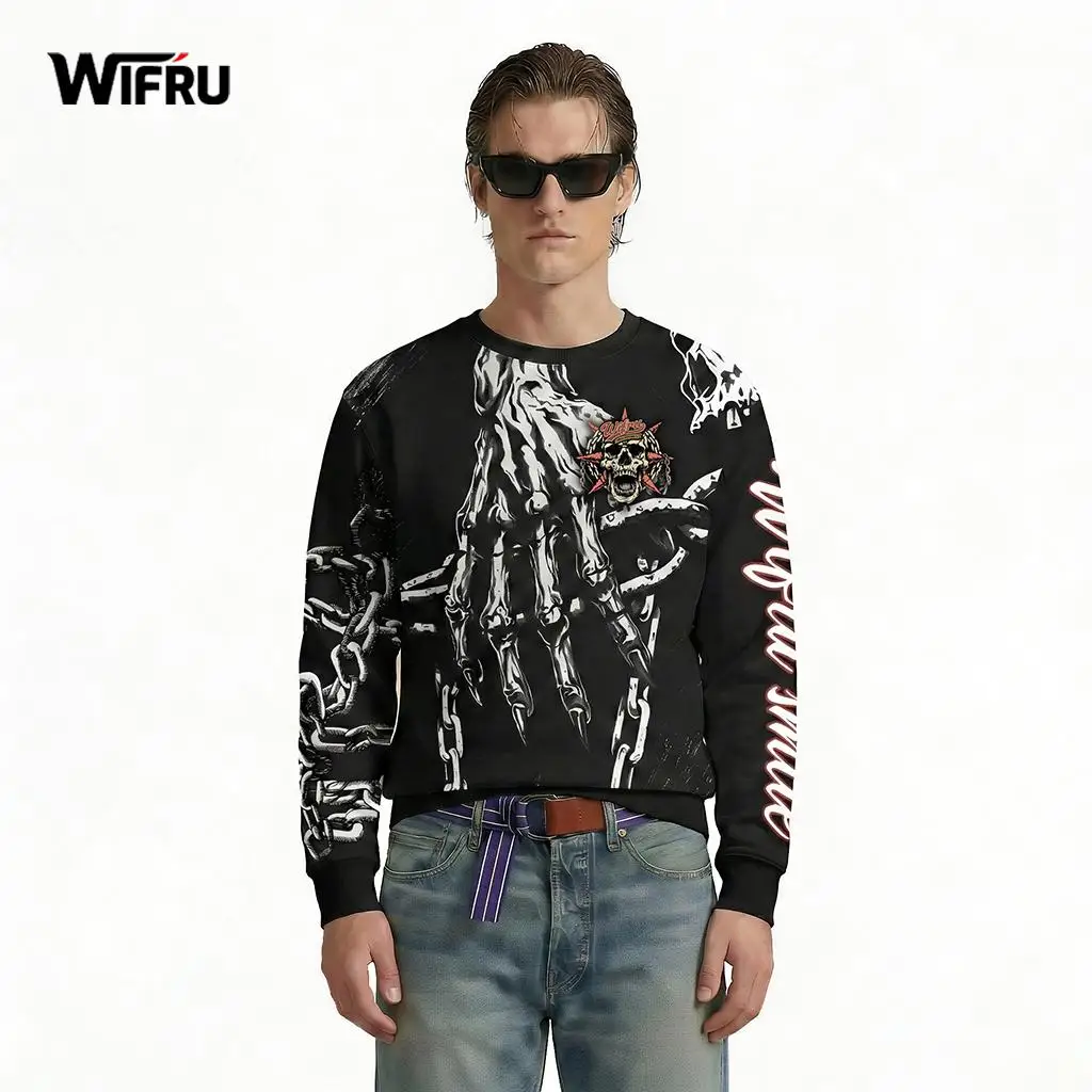 Gothic Skeleton Hand Sweatshirt Dark Skull Chain Graphic Y2K American Streetwear WIFRU Men Punk Style Crew Neck Long Sleeve Tops
Gothic Skeleton Hand Sweatshirt Dark Skull Chain Graphic Y2K American Streetwear WIFRU Men Punk Style Crew Neck Long Sleeve Tops