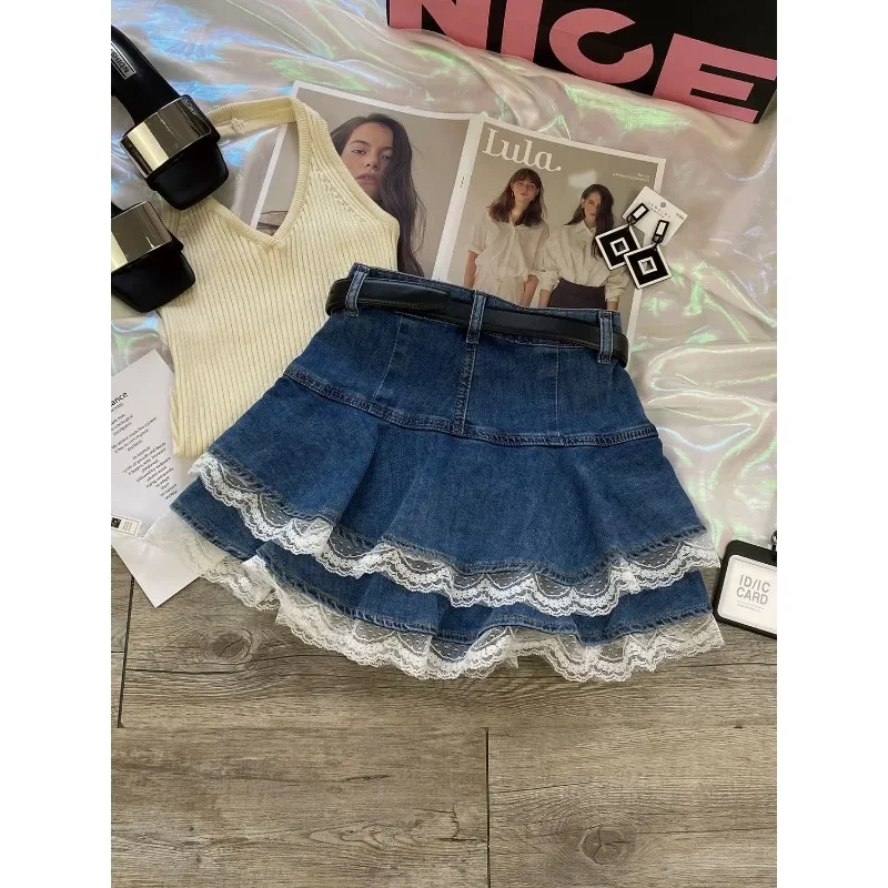 2025 Lace Denim Skirt Women Summer High Waist Thin Fluffy Lotus Leaf A Word Cake Short Skirt Pants Women High Appearance Level
2025 Lace Denim Skirt Women Summer High Waist Thin Fluffy Lotus Leaf A Word Cake Short Skirt Pants Women High Appearance Level