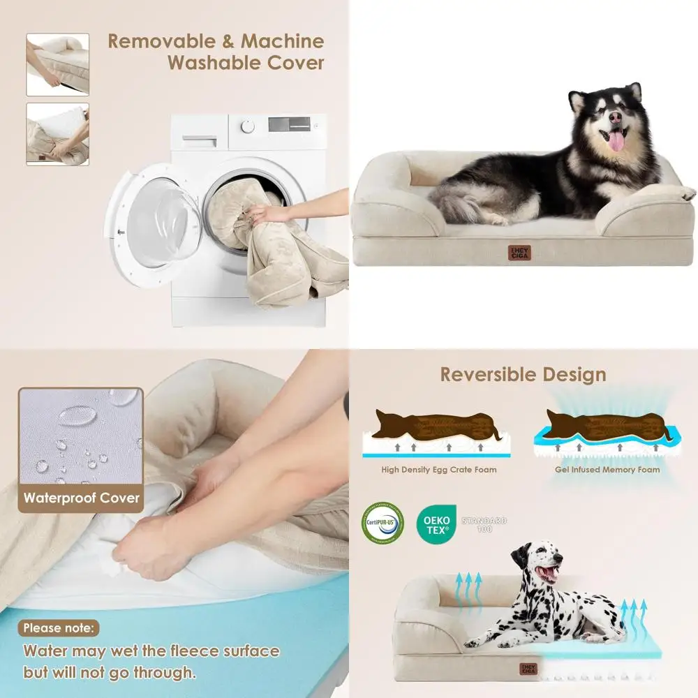 Large Orthopedic Memory Foam Dog Bed for XL Dogs with Non-Slip Base and Removable Washable Cover, Beige
Large Orthopedic Memory Foam Dog Bed for XL Dogs with Non-Slip Base and Removable Washable Cover, Beige