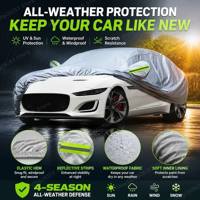 For Jaguar F-TYPE Outdoor Full Car Cover Waterproof UV Sun Shade Snow Dust Windproof Protection for All Weather Driving
For Jaguar F-TYPE Outdoor Full Car Cover Waterproof UV Sun Shade Snow Dust Windproof Protection for All Weather Driving