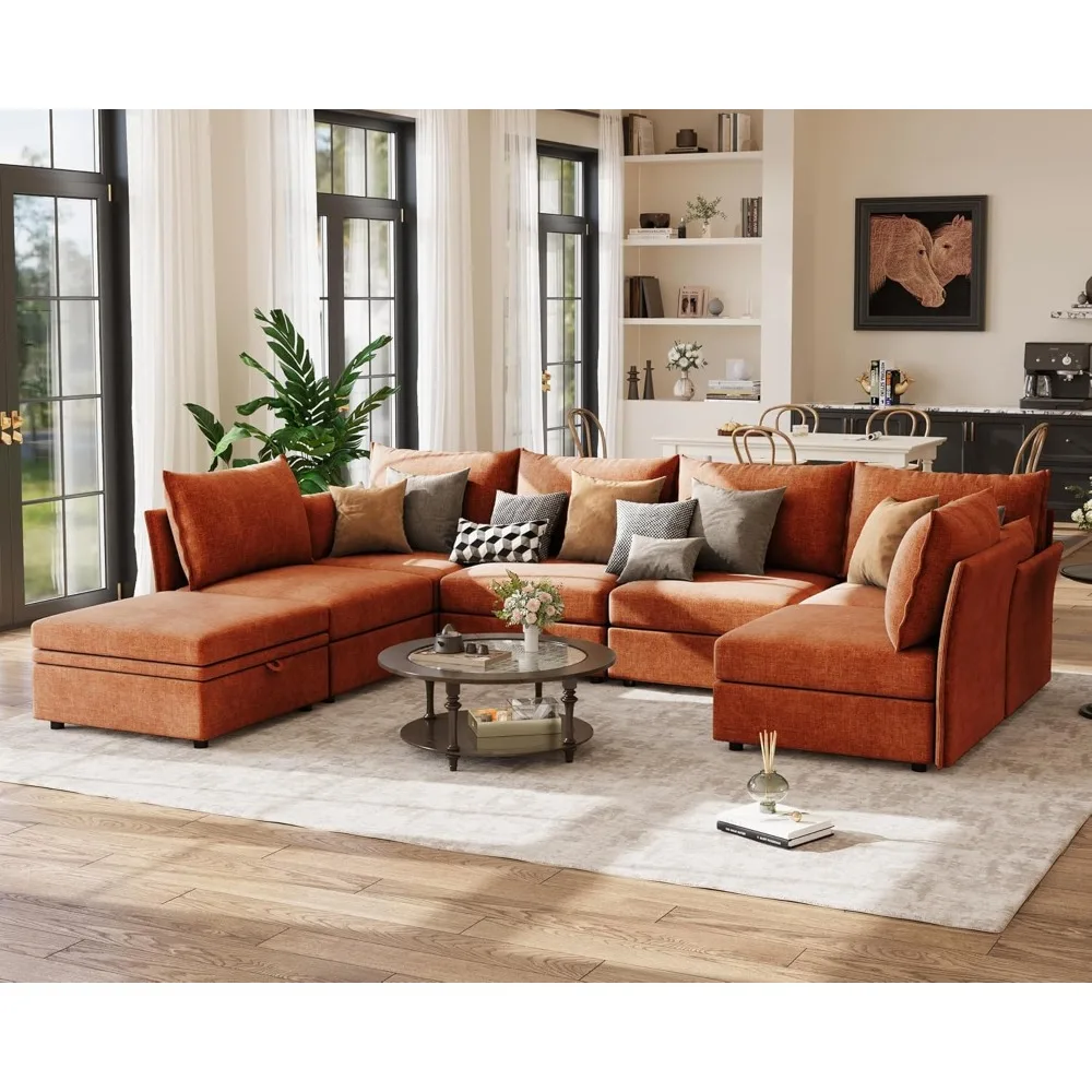 134.6" Oversized Modular Sectional Sofa, Large 7 Seater U Shaped Couch with Storage Ottoman with Reversible Chaise Deep Seat
134.6" Oversized Modular Sectional Sofa, Large 7 Seater U Shaped Couch with Storage Ottoman with Reversible Chaise Deep Seat