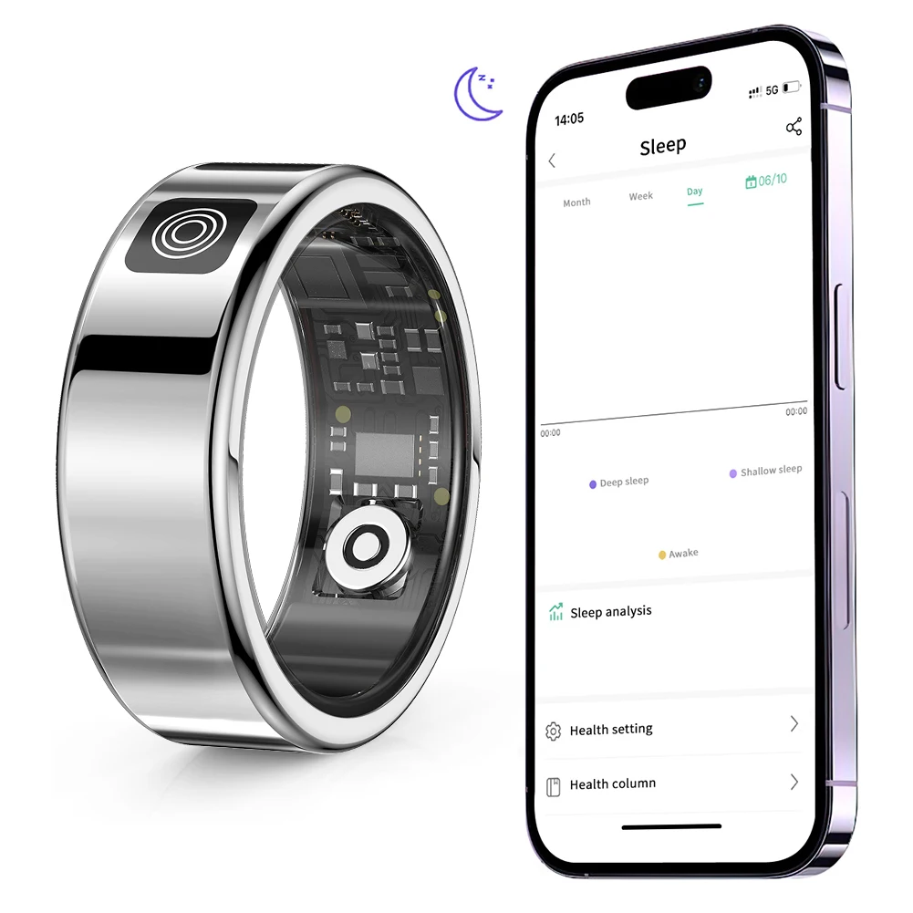RS08 Smart Ring Bluetooth-Compatible 5.1 Fitness Tracker Heart Rate Blood Oxygen Sleep Monitoring for Men Women for Android iOS
RS08 Smart Ring Bluetooth-Compatible 5.1 Fitness Tracker Heart Rate Blood Oxygen Sleep Monitoring for Men Women for Android iOS