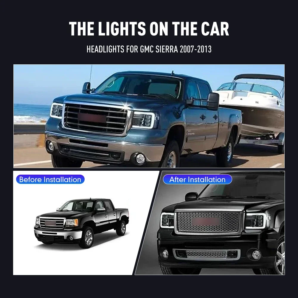 2PCs Car Styling Head Lamp for GMC Sierra 2007-2013 LED Headlight DRL Daytime Running Lights Signal Lamps Auto Accessories
2PCs Car Styling Head Lamp for GMC Sierra 2007-2013 LED Headlight DRL Daytime Running Lights Signal Lamps Auto Accessories