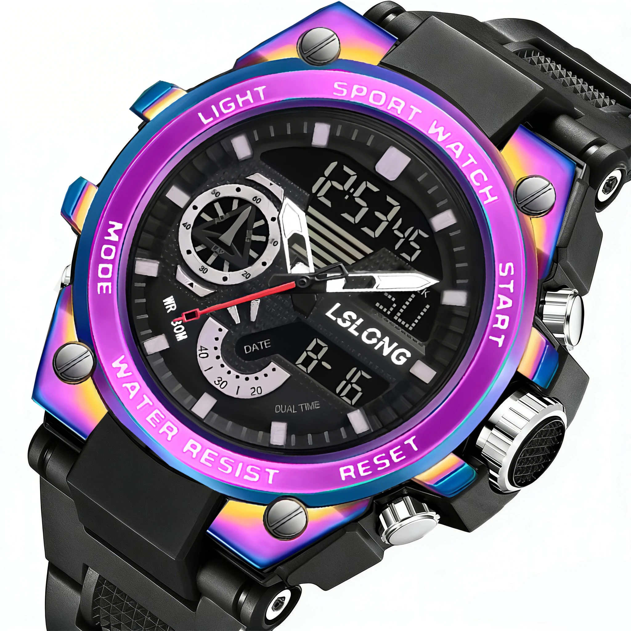 Personalized handsome men's sports large dial watch for teenagers and students, dual display electronic watch
Personalized handsome men's sports large dial watch for teenagers and students, dual display electronic watch