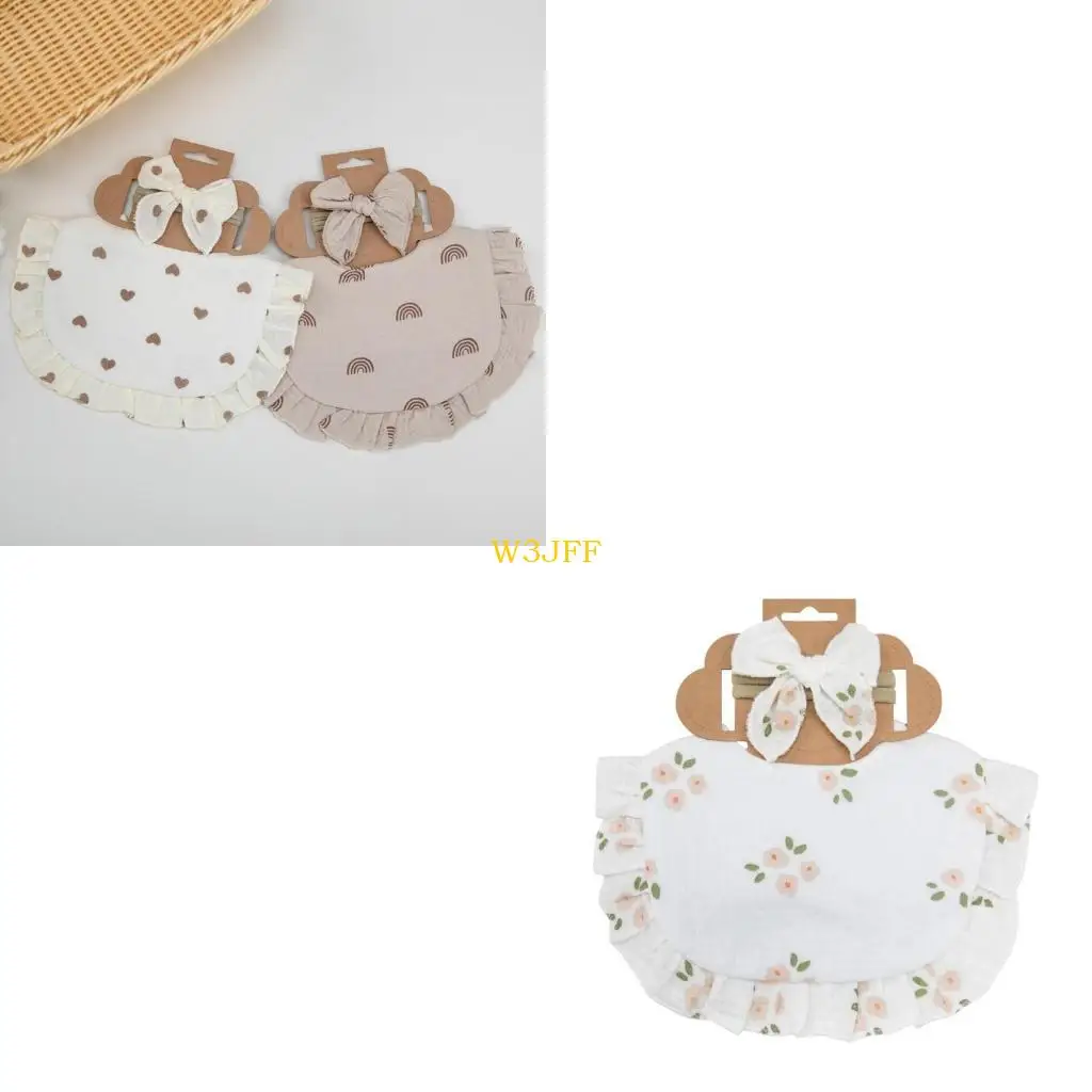 W3JF 2pcs Infant Bib Headband Set Cotton Saliva Towel Burp Cloth Muslin-Drooling Bib 
W3JF 2pcs Infant Bib Headband Set Cotton Saliva Towel Burp Cloth Muslin-Drooling Bib