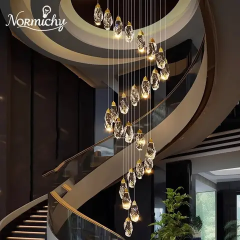 Işık Lüks Yaratıcı Merdiven Avize Modern Loft Daire Villa Dubleks Spiral LED Sarkıt Ev Dekor İç Mekan Aydınlatma