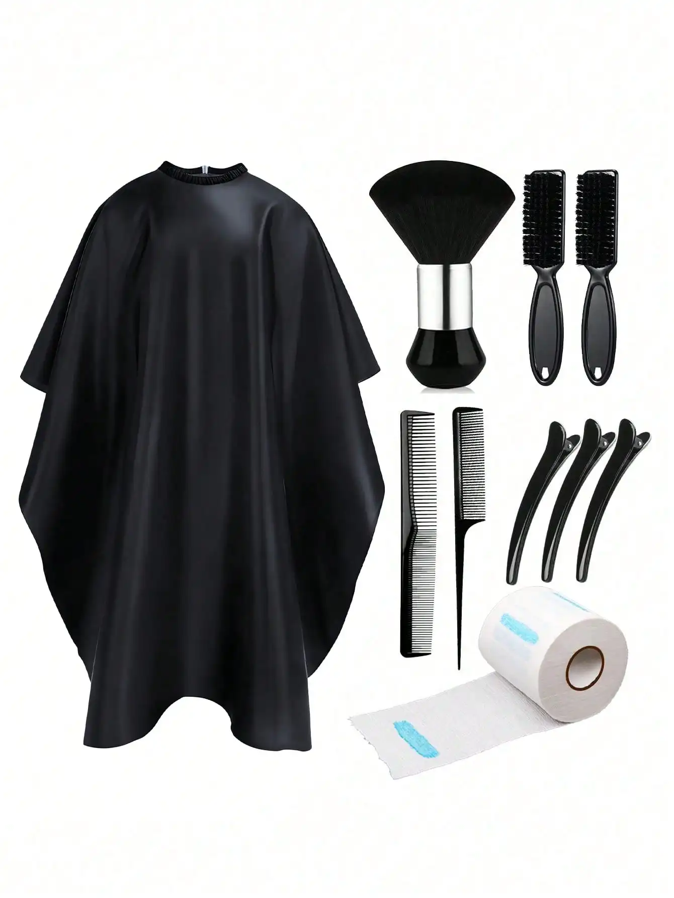 1/2pcs/4pcs/8pcs/10pcs Haircutting Tool Set, Includes Haircutting Cape (With Neck Duster), Barber Brush, Neck Strips, Hair Comb
1/2pcs/4pcs/8pcs/10pcs Haircutting Tool Set, Includes Haircutting Cape (With Neck Duster), Barber Brush, Neck Strips, Hair Comb