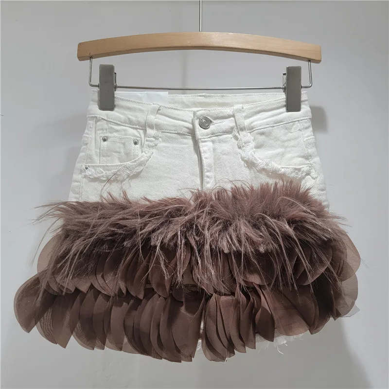 Coffee Brown A-Line Skirt with Petal Hem & Faux Fur. This high-waisted, body-hugging mini skirt offers a unique, chic design.
Coffee Brown A-Line Skirt with Petal Hem & Faux Fur. This high-waisted, body-hugging mini skirt offers a unique, chic design.