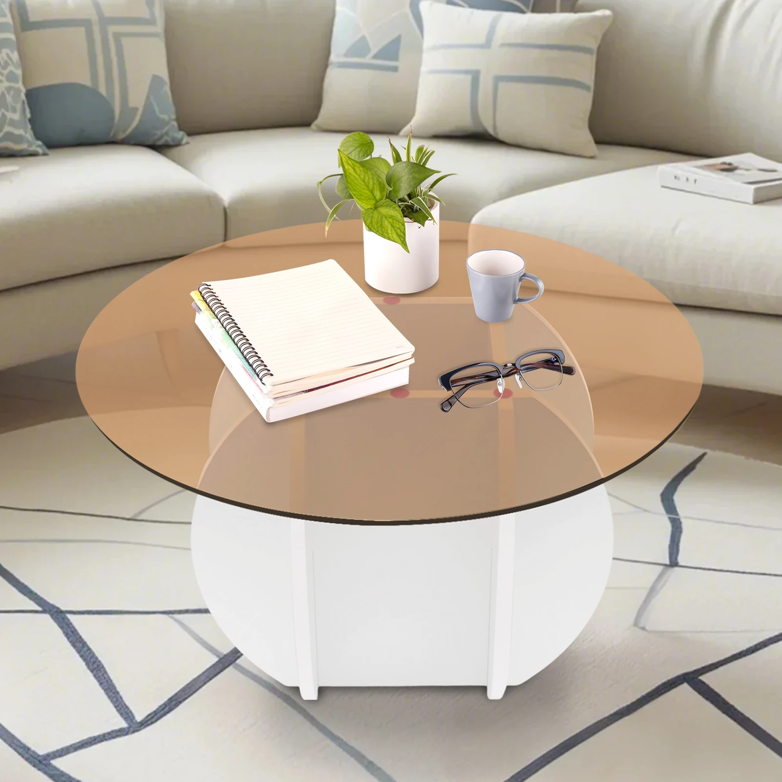 70cm Round Tabletop Coffee Table Tempered Glass Coffee Table Load Bearing Capacity 100kg for Offices, Living Rooms, Guest Rooms
70cm Round Tabletop Coffee Table Tempered Glass Coffee Table Load Bearing Capacity 100kg for Offices, Living Rooms, Guest Rooms