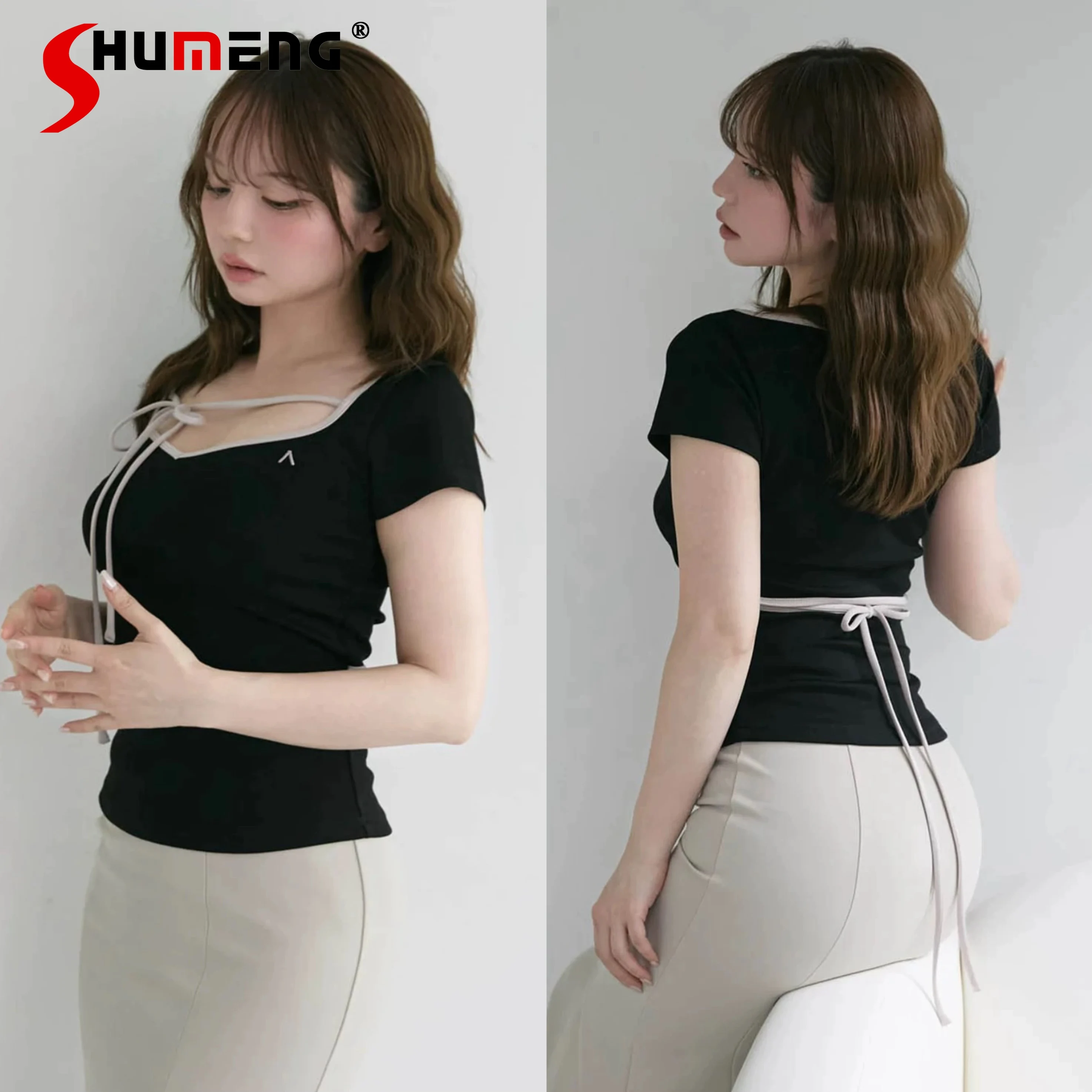 2025 New Japanese Style Sweet Short Sleeve T-Shirt Women Summer Girls' V-Neck Slim Fit Fashion T-Shirt Student Daily Casual Tops
2025 New Japanese Style Sweet Short Sleeve T-Shirt Women Summer Girls' V-Neck Slim Fit Fashion T-Shirt Student Daily Casual Tops