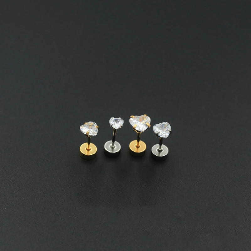 60pcs 20G Thin Bar Heart Ear Stud Screw Flat Back Crystal Zircon Surgical Steel Korean Earrings for Women Fashion Jewelry
60pcs 20G Thin Bar Heart Ear Stud Screw Flat Back Crystal Zircon Surgical Steel Korean Earrings for Women Fashion Jewelry