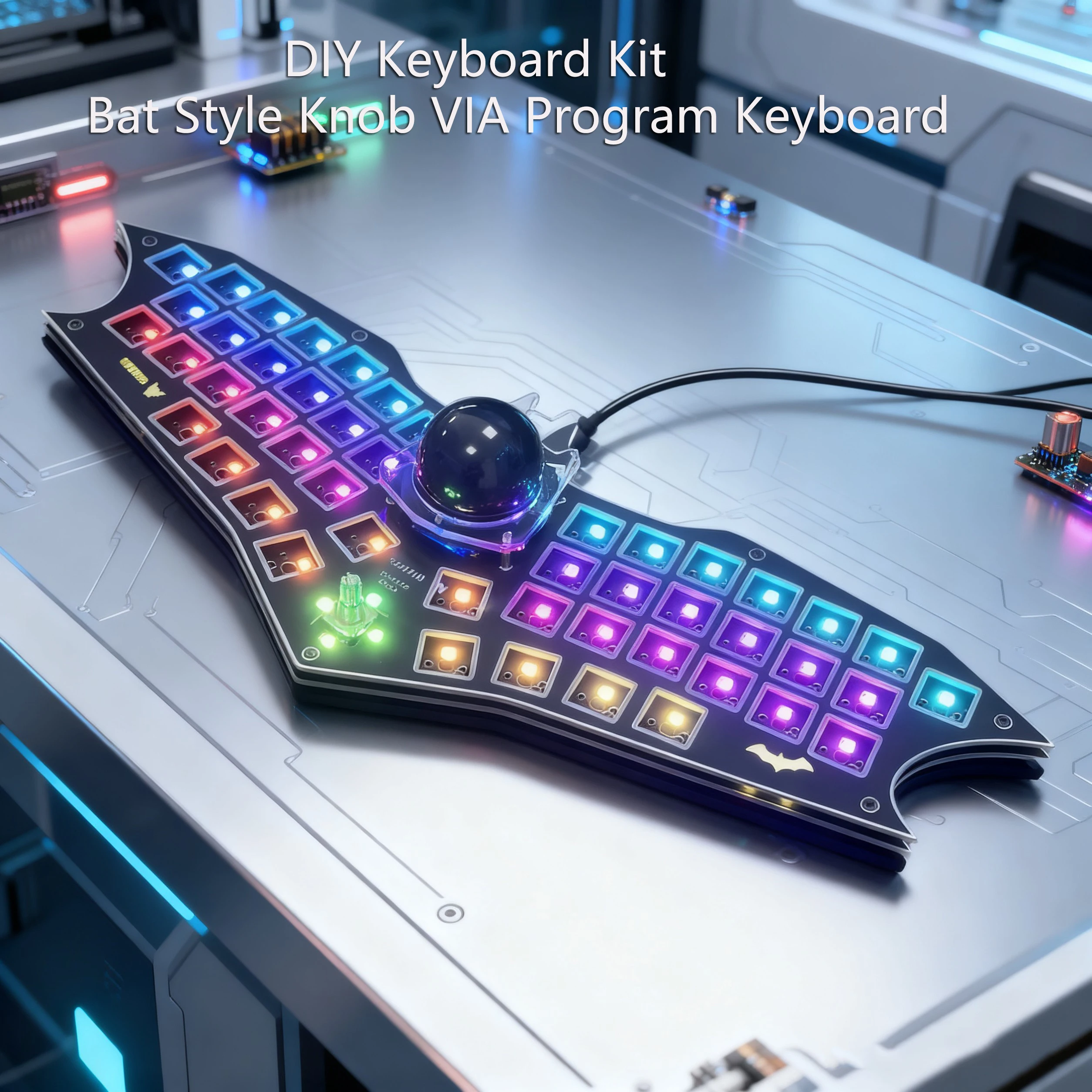 Hotswap New Bat Design Keyboard Kit Hot Swap Trackball Knob 50 Key RGB VIA Programmable Games Mechanical Ergo Mouse Keyboard
Hotswap New Bat Design Keyboard Kit Hot Swap Trackball Knob 50 Key RGB VIA Programmable Games Mechanical Ergo Mouse Keyboard