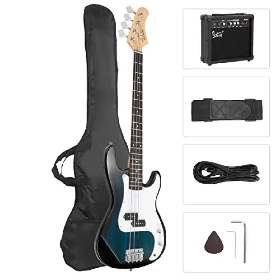 Full Size Electric Bass Guitar Beginner Kit for Practice and Performance: Basswood Body, Dark Blue Finish, 39 Right-Handed with
Full Size Electric Bass Guitar Beginner Kit for Practice and Performance: Basswood Body, Dark Blue Finish, 39 Right-Handed with