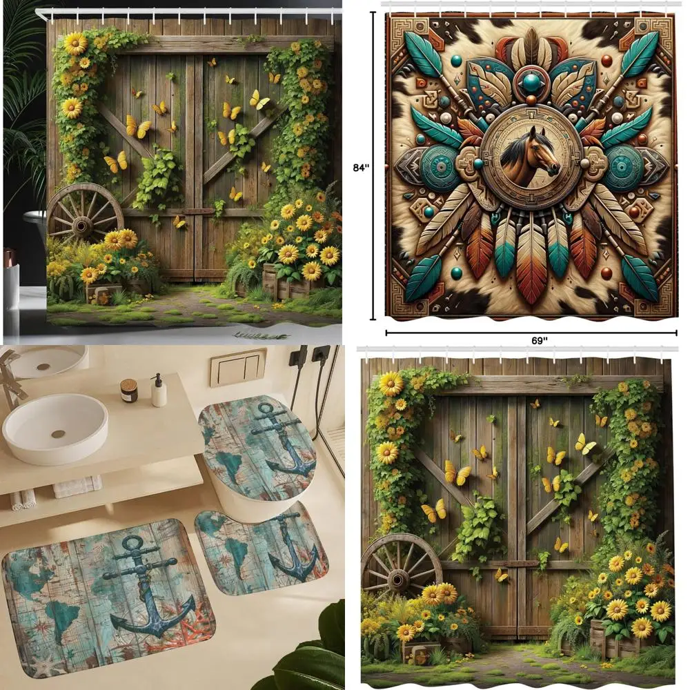Занавеска для душа с цветочным принтом в деревенском стиле, стиль двери сарая, деревянный декор для ванной комнаты в фермерском доме
Занавеска для душа с цветочным принтом в деревенском стиле, стиль двери сарая, деревянный декор для ванной комнаты в фермерском доме