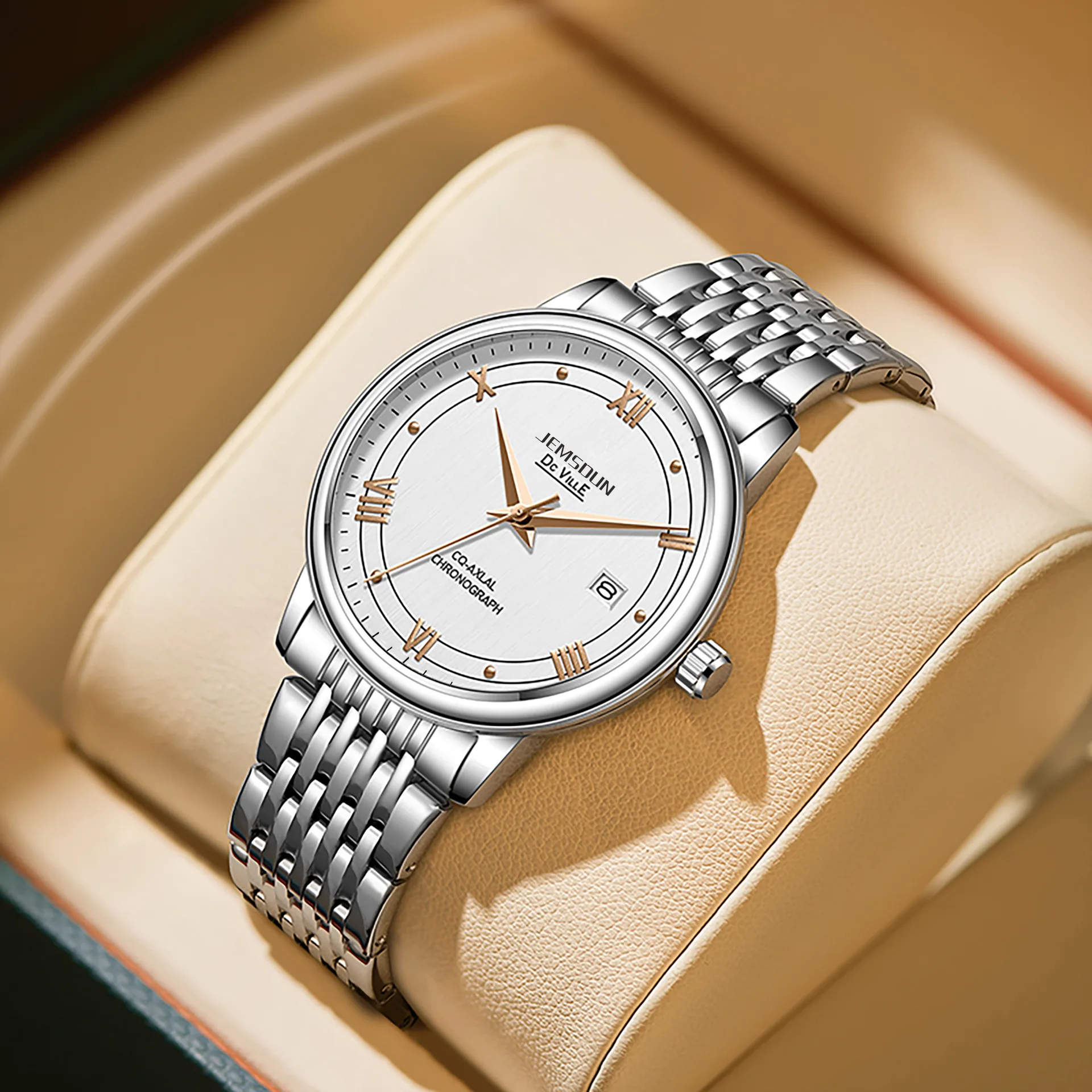 Men's Luxury Business Automatic Mechanical Watch, Stainless Steel Band, Roman Numeral Dial, Date Display
Men's Luxury Business Automatic Mechanical Watch, Stainless Steel Band, Roman Numeral Dial, Date Display