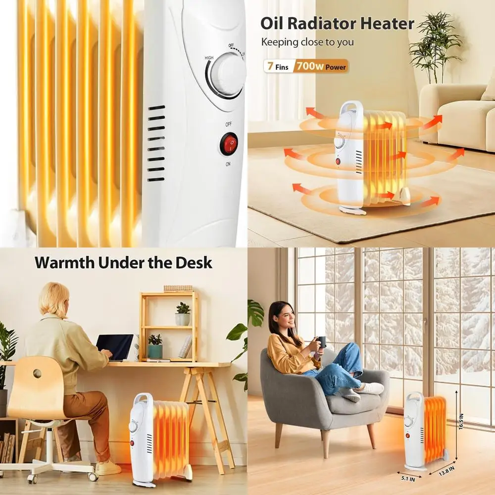 Компактный масляный радиатор 700 Вт, энергоэффективный, с безопасной защитой от перегрева, тихий, для небольших помещений и спален, белый
Компактный масляный радиатор 700 Вт, энергоэффективный, с безопасной защитой от перегрева, тихий, для небольших помещений и спален, белый