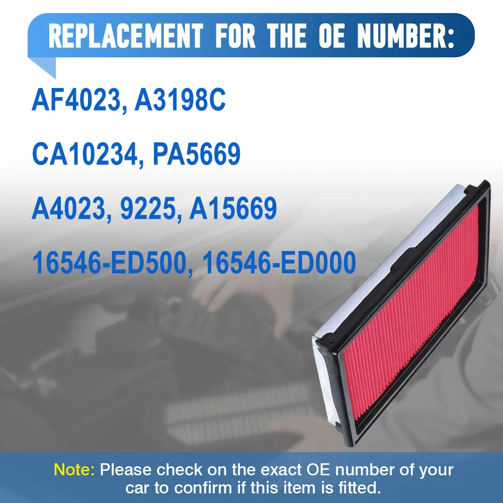 Car Engine Air Filter CA10234 16546-ED500 16546-ED000 For Chevrolet Nissan Cube NV200 Versa INFINITI Q50 AF4023
Car Engine Air Filter CA10234 16546-ED500 16546-ED000 For Chevrolet Nissan Cube NV200 Versa INFINITI Q50 AF4023
