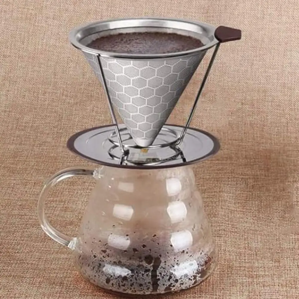 With Holder Coffee Dripper Honeycomb Pattern Stainless Steel Coffee Filter Reusable Fine Mesh Coffee Funnel Brewed Coffee
With Holder Coffee Dripper Honeycomb Pattern Stainless Steel Coffee Filter Reusable Fine Mesh Coffee Funnel Brewed Coffee