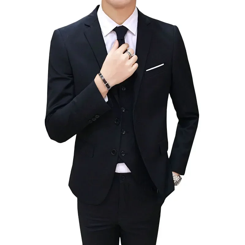 Spring Autumn New Fashion Men's Solid Color Slim Suit Sets Casual Trendy Business 3 Pieces Sets Blazers Waistcoat Pants Male
Spring Autumn New Fashion Men's Solid Color Slim Suit Sets Casual Trendy Business 3 Pieces Sets Blazers Waistcoat Pants Male