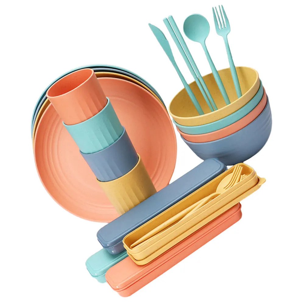 32 Piece Portable Cutlery Set Bowls Plates Cups Forks Knives Spoons Chopsticks Microwave Safe Dining Tableware
32 Piece Portable Cutlery Set Bowls Plates Cups Forks Knives Spoons Chopsticks Microwave Safe Dining Tableware
